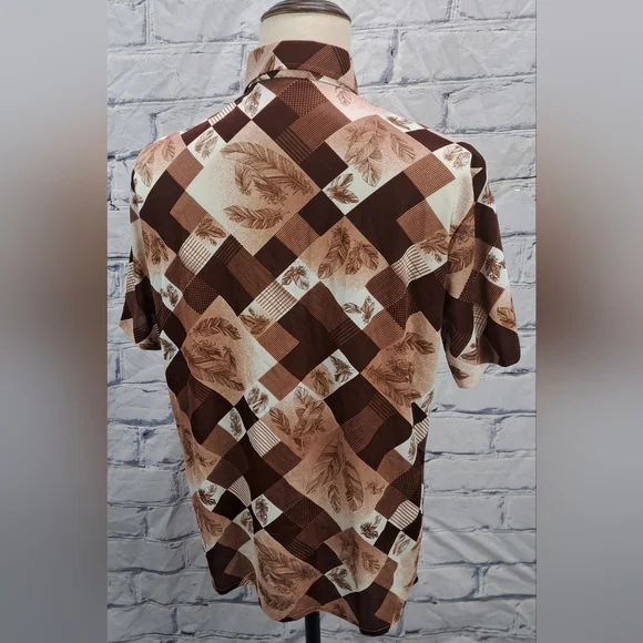 Sears Button Down Sport Shirt S/S Checkered Vintage 70s 80s Canada 16-16.5 Large - Picture 9 of 16